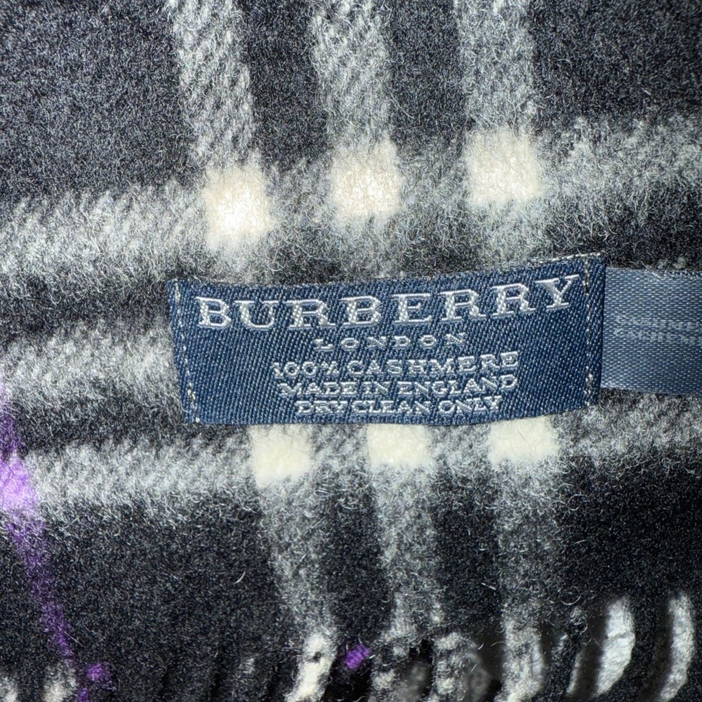 Burberry Black and Purple Checkered Cashmere Scarf - Picture 4 of 4